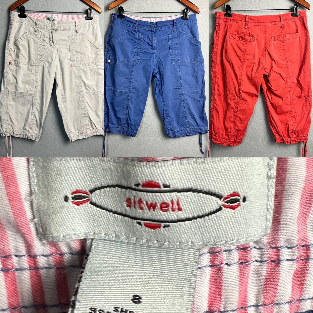 3 Anthropologie Sitwell Capri‎ Pants Size 8 Drawstring Utility Cropped Gorpcore